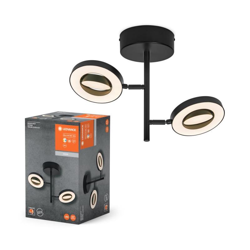 LEDVANCE 2er LED Deckenstrahler Decor Spot Saturn Schwarz - 3-stufige Farbtemperaturregulierung